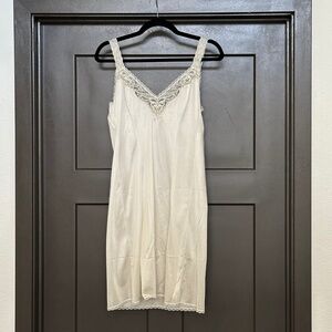 VANITY FAIR | satin and lace slip dress